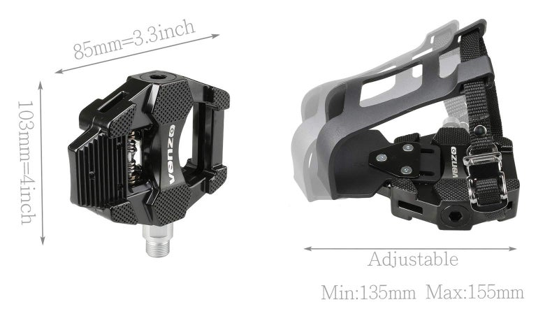 Venzo Fitness Exercise Indoor Bike Compatible with Shimano SPD Pedals with Adjustable Toe Clips & Cleats No Noise - New Model with Stronger Axle - Image 3